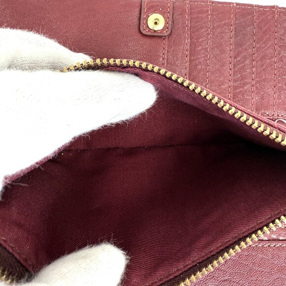 Fossil Preston Flap Clutch Leather Wallet Wine - Picture 9 of 13